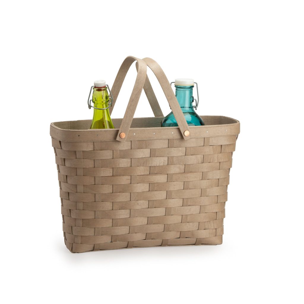 Handled Tote Basket - Pale Grey