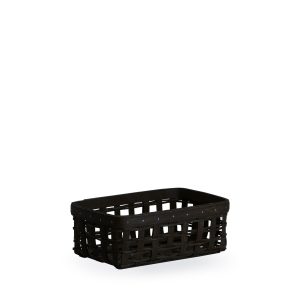 1896 Small Rectangle Organizing Open Weave Basket with Protector - Black