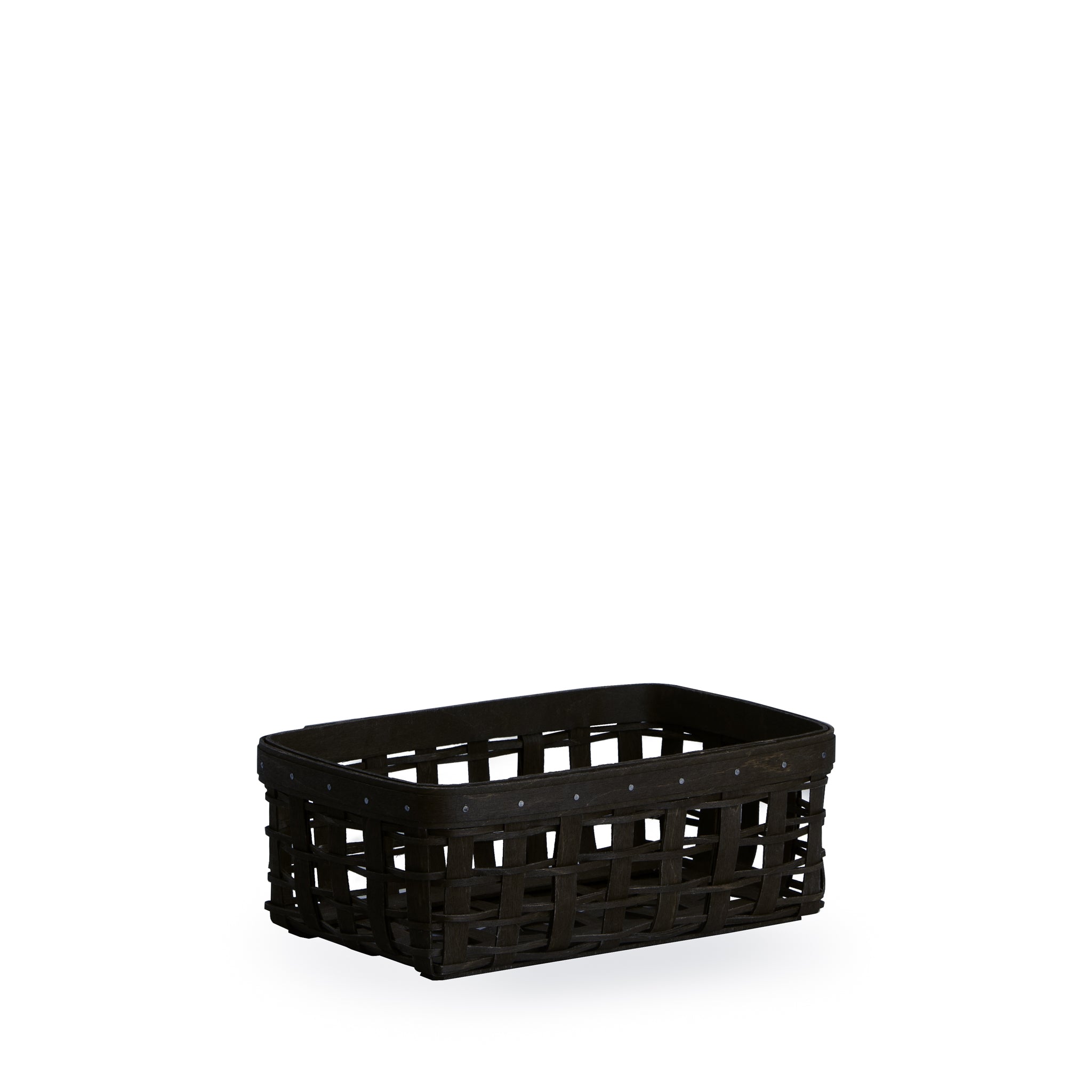 1896 Small Rectangle Organizing Open Weave Basket with Protector - Black