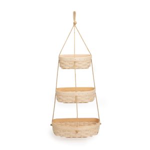 Hanging Three Tier Basket - Whitewashed