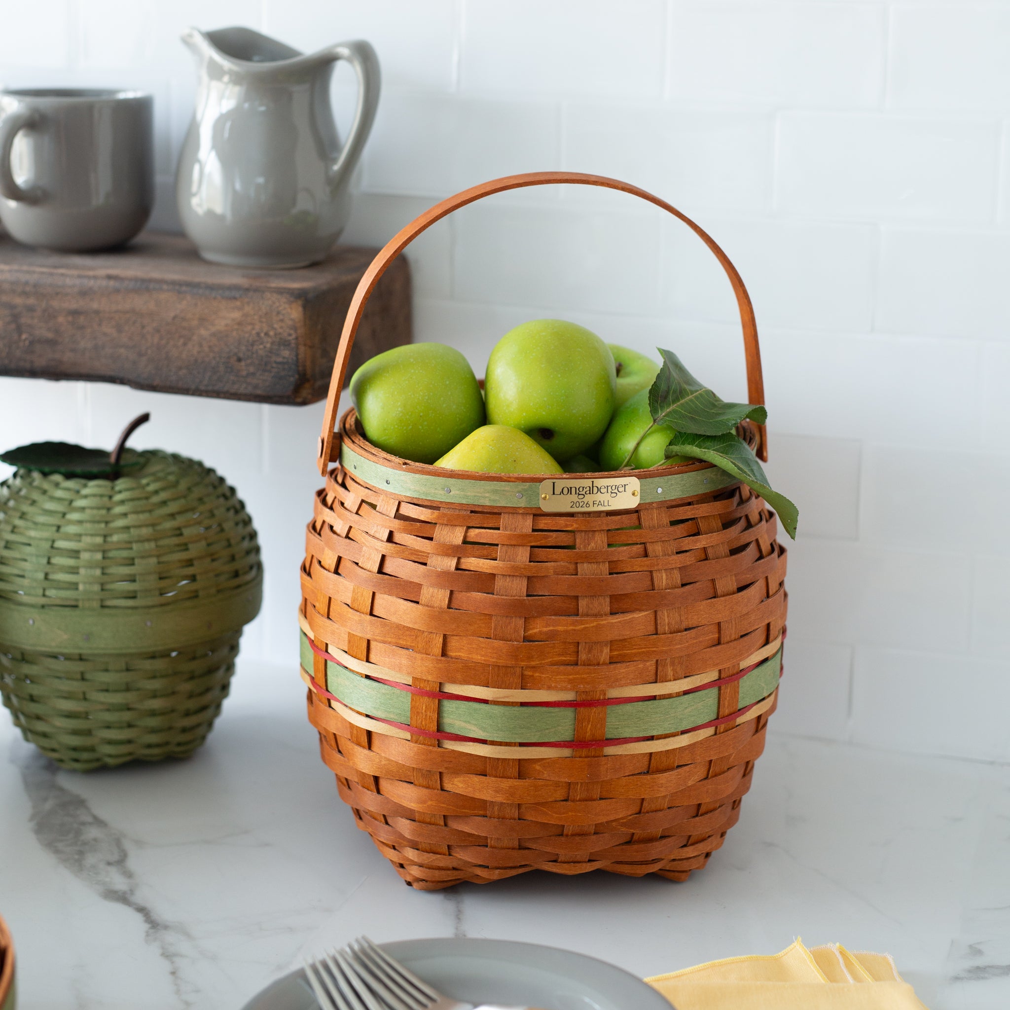 Collector's Apple Picking Medium Round Basket with Protector - Green - Image 4