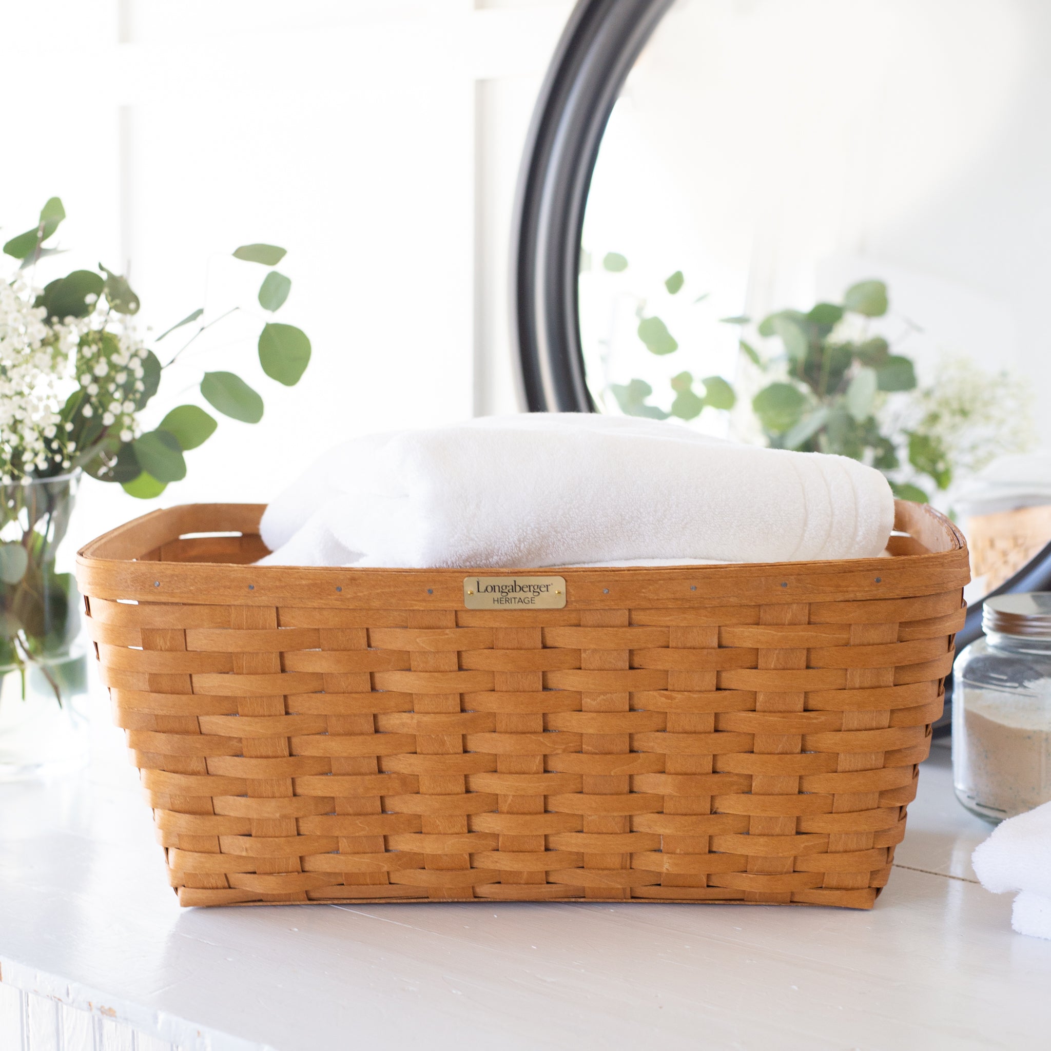 Collector's Heritage Rectangle Laundry Basket with Partial Protector - Warm Brown - Image 3
