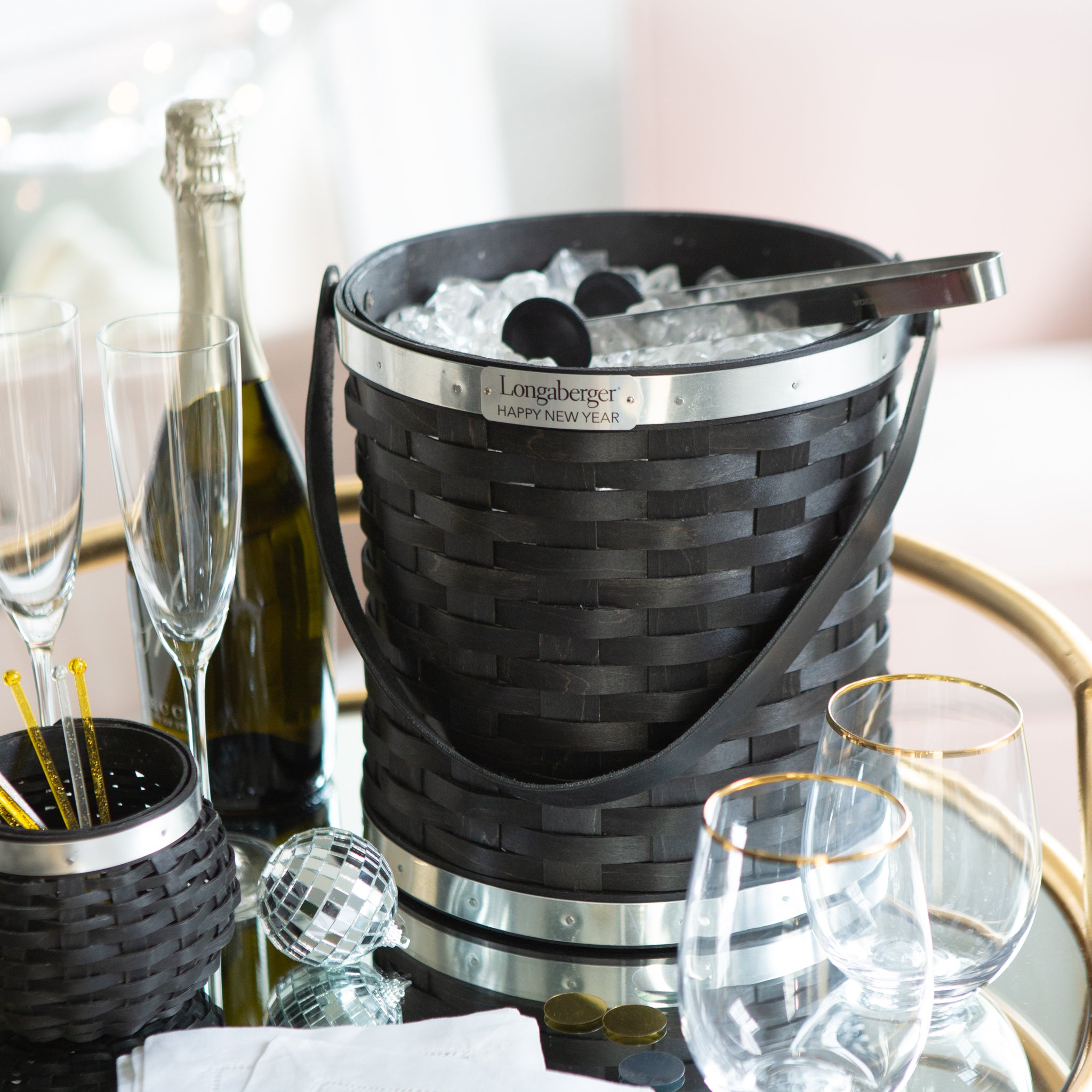 Collector's New Year's Eve Bottle Chiller Basket with Protector - Aluminum - Image 5