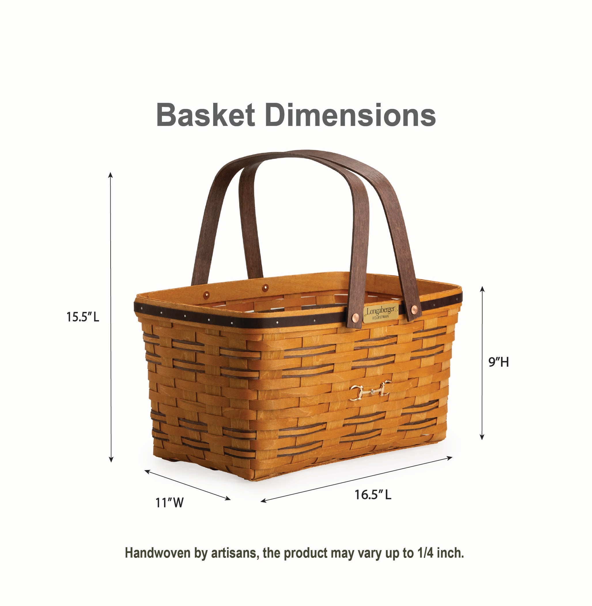 Collector's Equestrian Large Market Basket with Protector - Leather Trim - Image 2