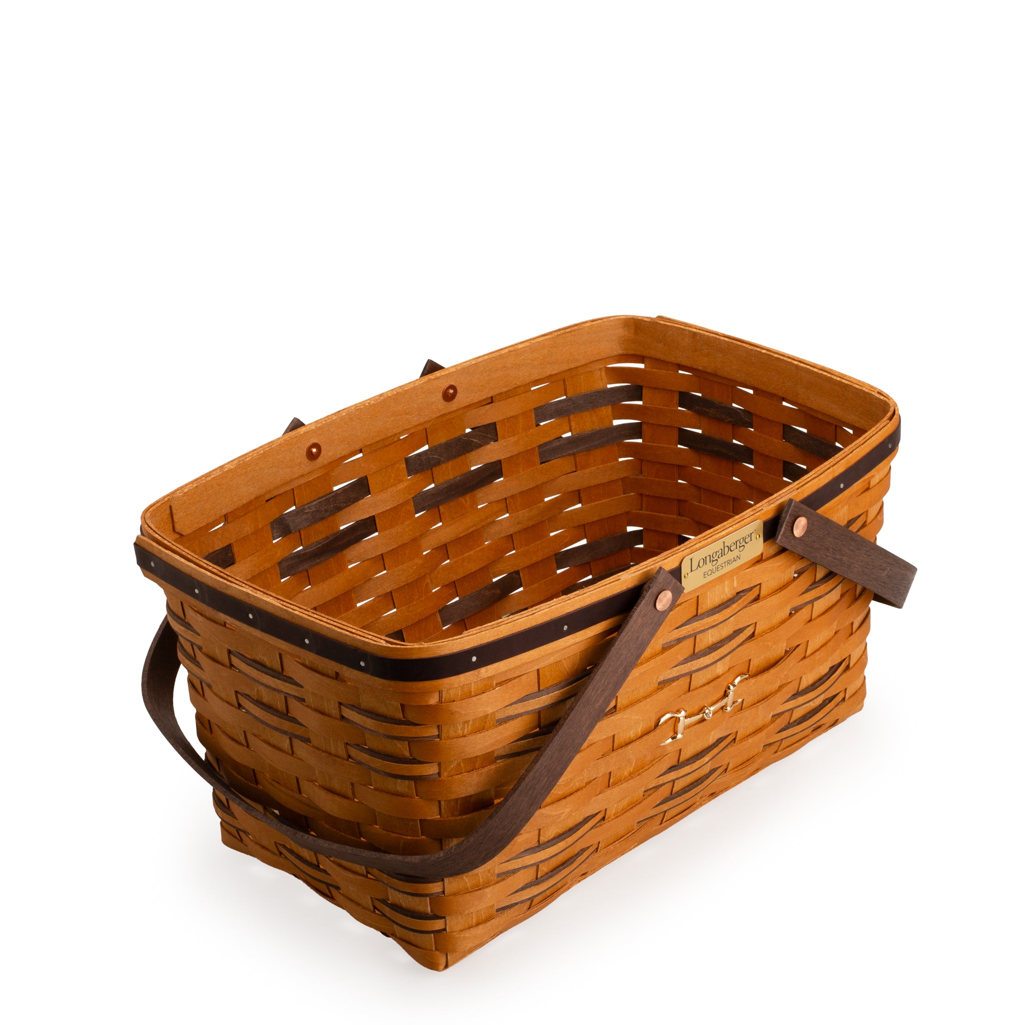 Collector's Equestrian Large Market Basket with Protector - Leather Trim - Image 11