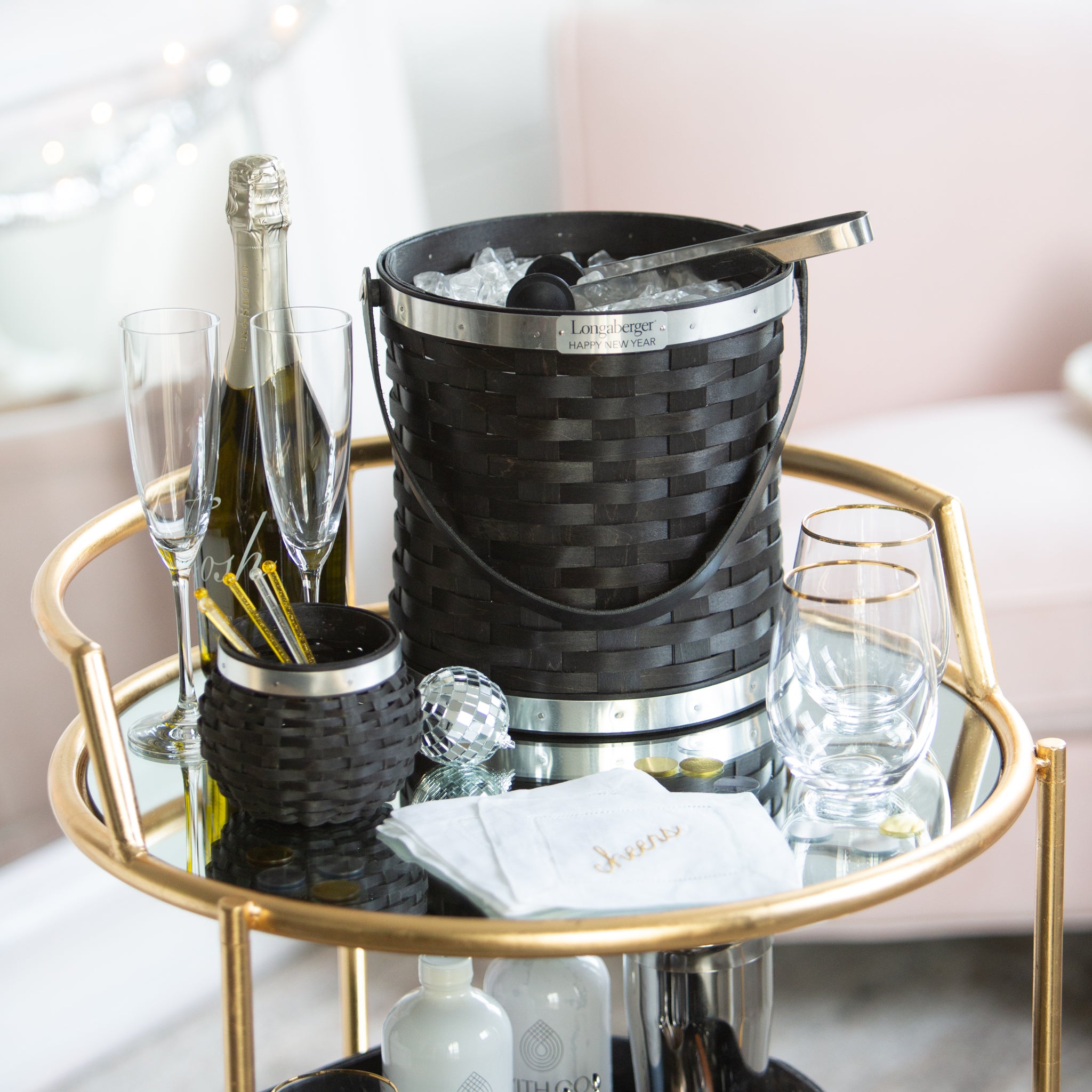 Collector's New Year's Eve Bottle Chiller Basket with Protector - Aluminum - Image 3