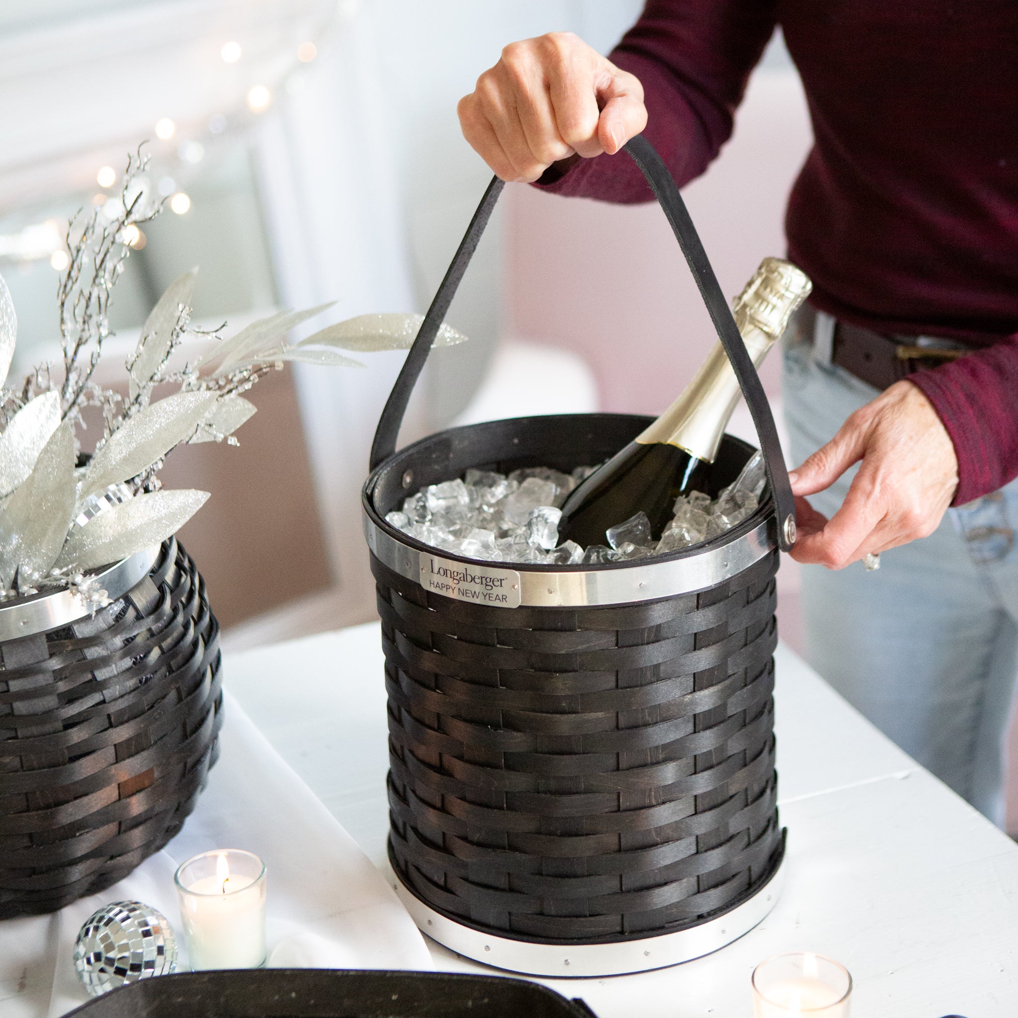 Collector's New Year's Eve Bottle Chiller Basket with Protector - Aluminum - Image 6