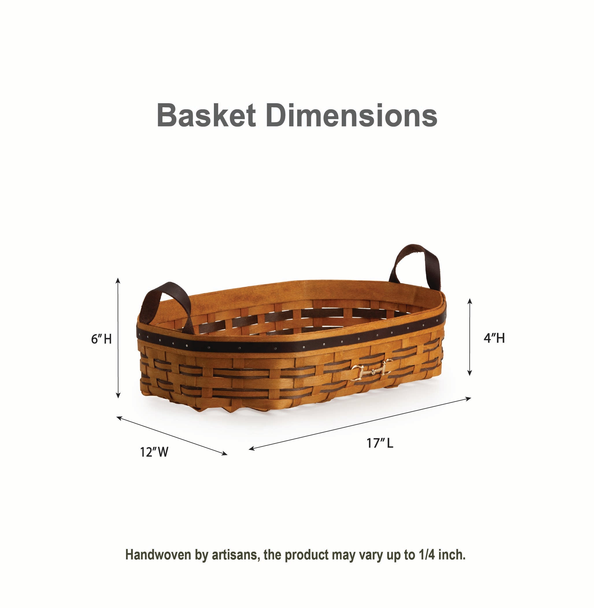 Equestrian Large Tray Basket with Protector - Leather Trim - Image 2