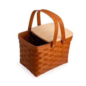 Mackinac Homestead Picnic Basket with Lid and Protectors - Warm Cinnamon