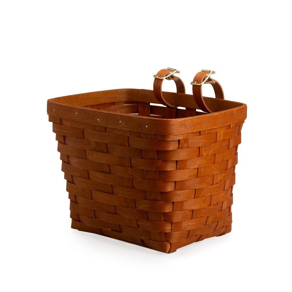 Mackinac Tapered Rectangle Bicycle Basket with Protector - Warm Cinnamon
