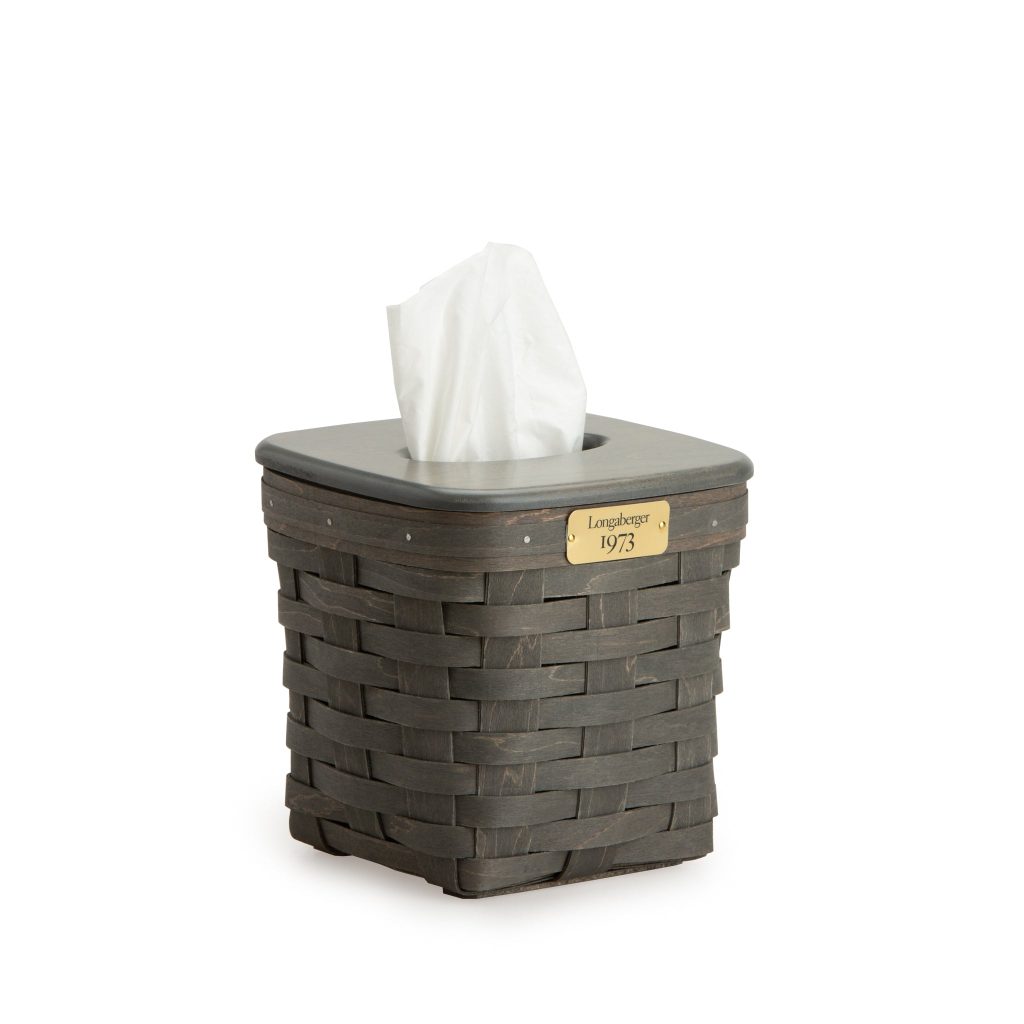 1973 Tall Tissue Basket Set with Lid and  Protector - Pewter